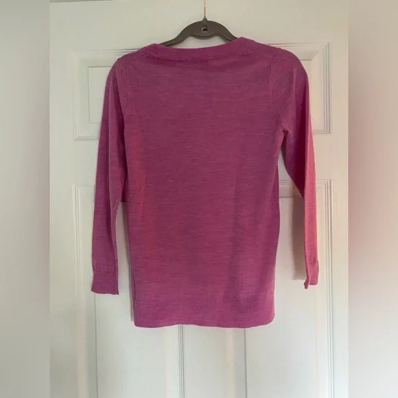 J.Crew Merino Wool Tippi Sweater Pink Berry Melange Classic Quiet Luxury - Sz XS - Picture 3 of 8